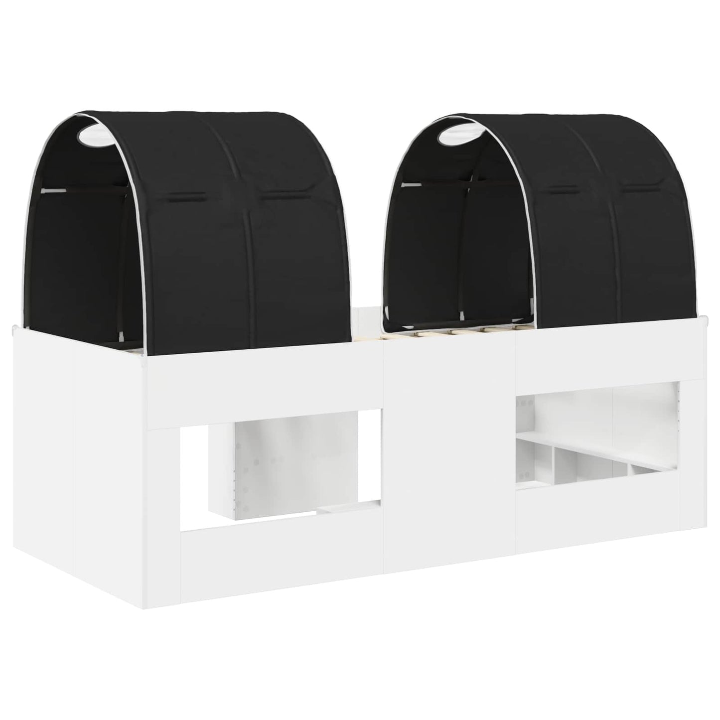 Letto con Tunnel 3 pz Bianco e Nero Legno ingegnerizzato | homemem39