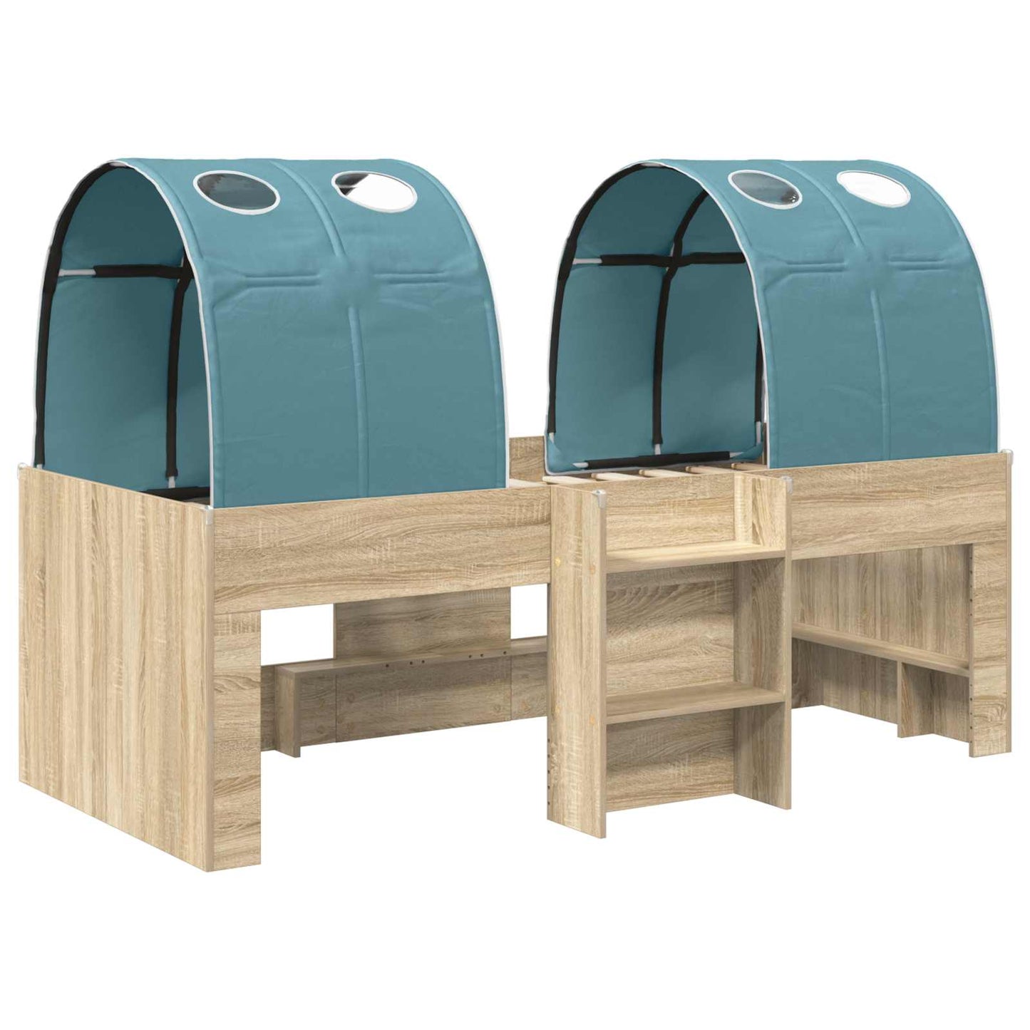 Letto con Tunnel 3 pz Rovere Sonoma e Azzurro | homemem39