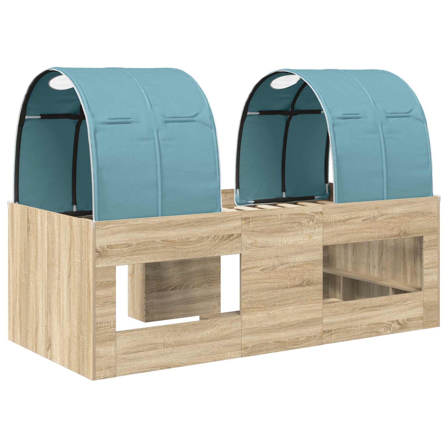 Letto con Tunnel 3 pz Rovere Sonoma e Azzurro | homemem39