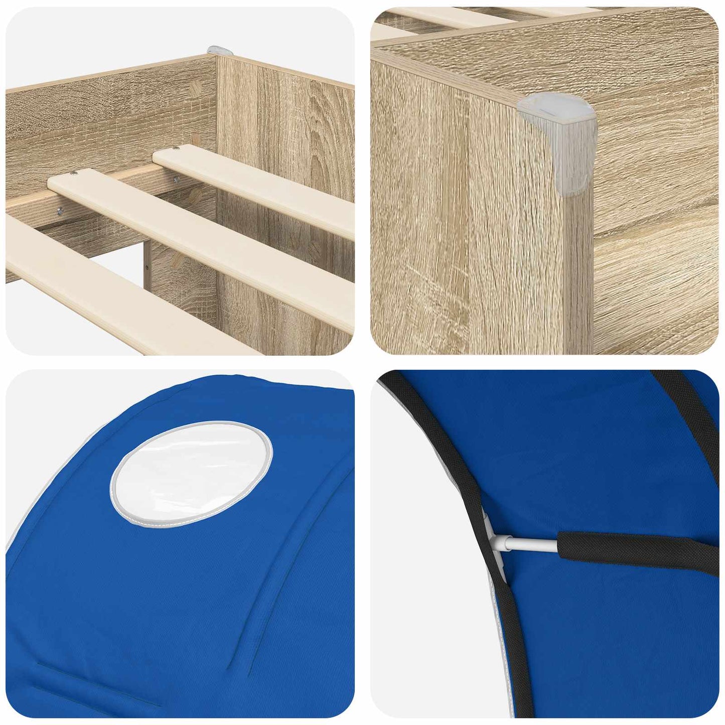 Letto con Tunnel 3 pz Rovere Sonoma e Blu Legno ingegnerizzato | homemem39