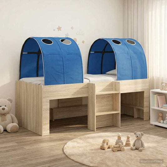 Letto con Tunnel 3 pz Rovere Sonoma e Blu Legno ingegnerizzato