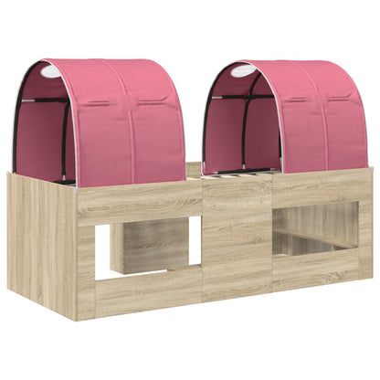 Letto con Tunnel 3 pz Rovere Sonoma e Rosa Legno ingegnerizzato