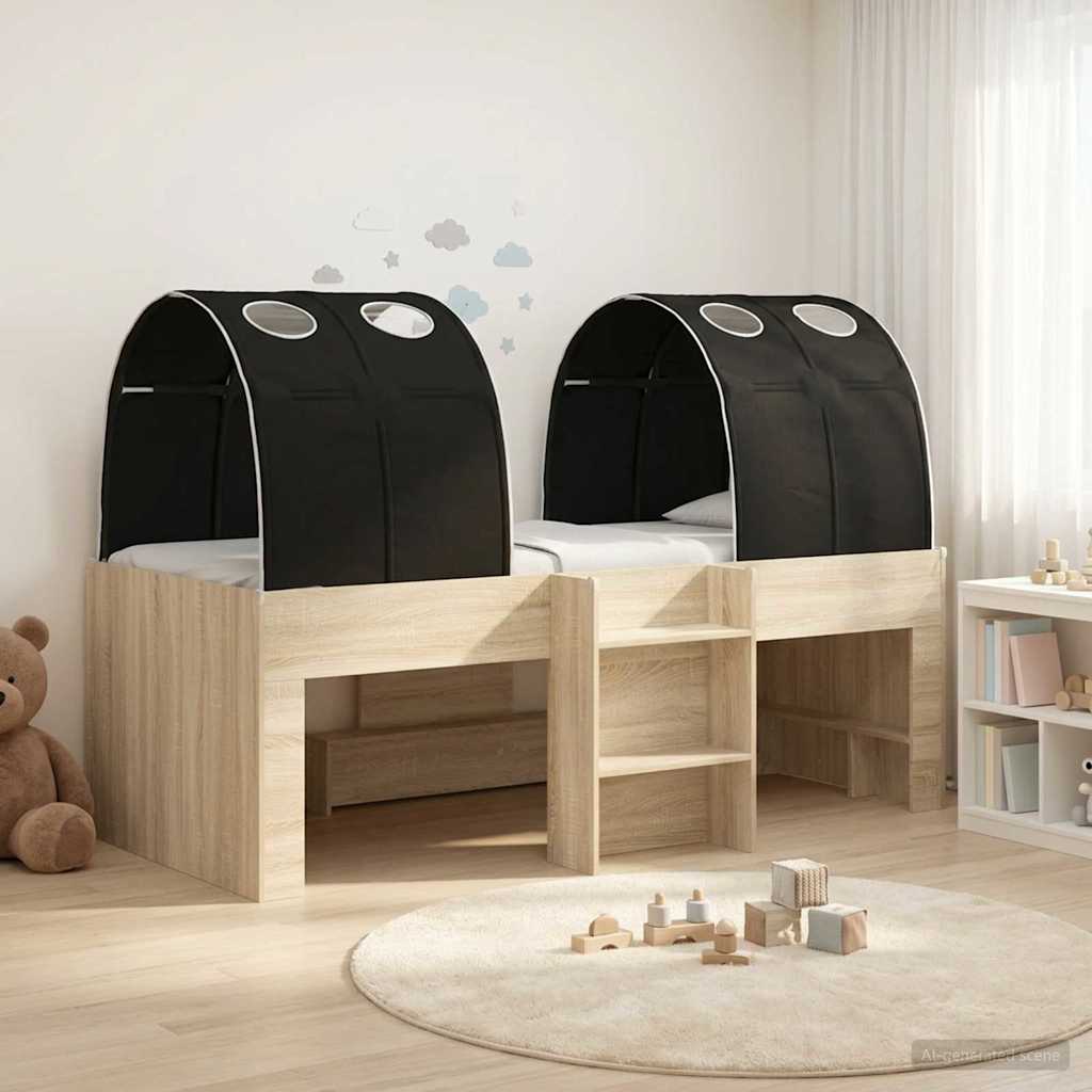 Letto con Tunnel 3 pz Rovere Sonoma e Nero Legno ingegnerizzato | homemem39