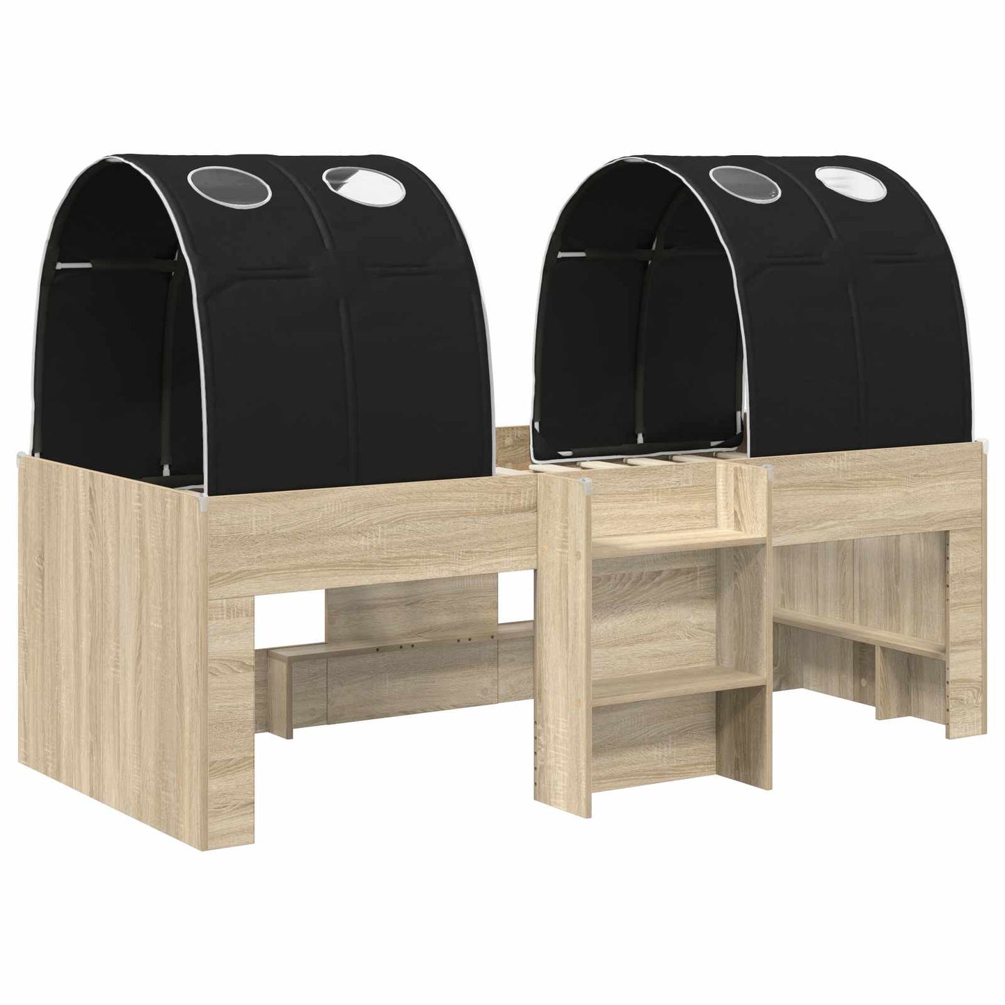 Letto con Tunnel 3 pz Rovere Sonoma e Nero Legno ingegnerizzato | homemem39