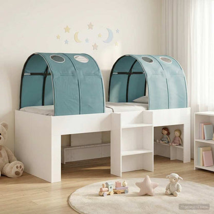 Letto con Tunnel 3 pz Bianco e azzurro Legno ingegnerizzato | homemem39