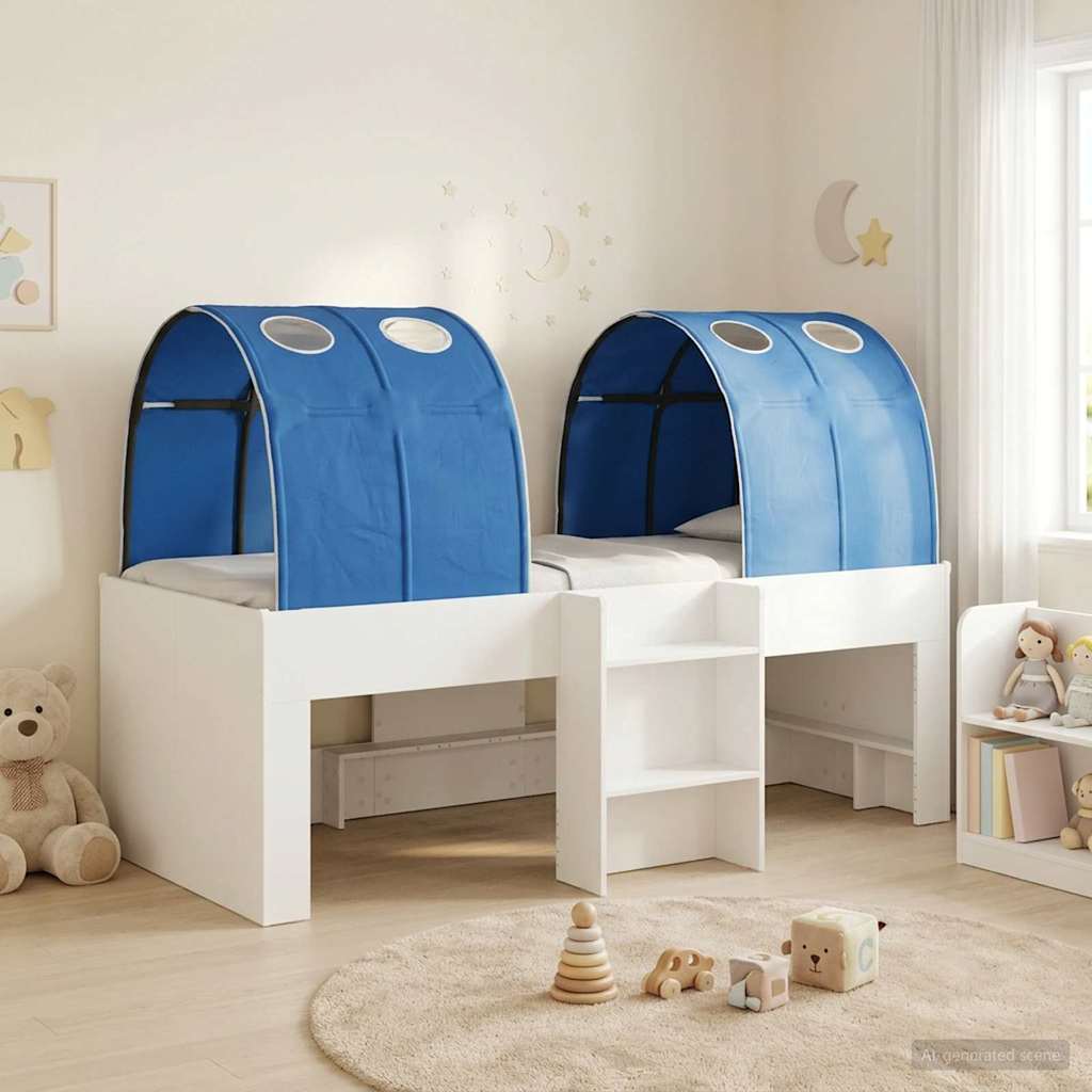 Letto con Tunnel 3 pz Bianco e Blu Legno ingegnerizzato | homemem39