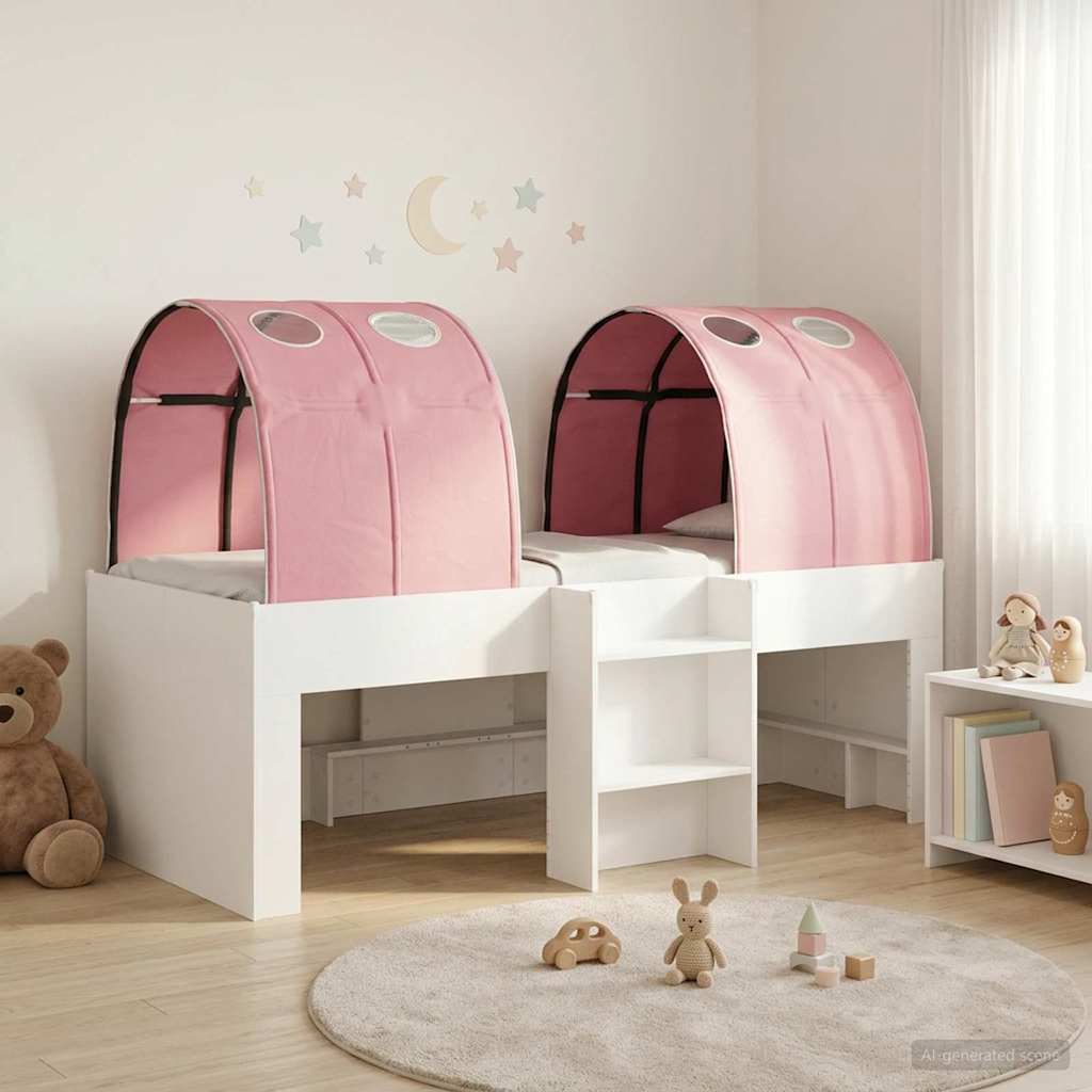 Letto con Tunnel 3 pz Bianco e Rosa Legno ingegnerizzato | homemem39