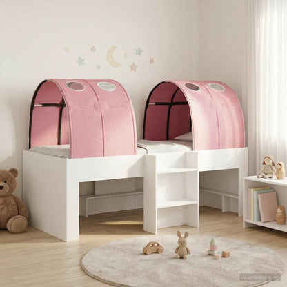 Letto con Tunnel 3 pz Bianco e Rosa Legno ingegnerizzato | homemem39