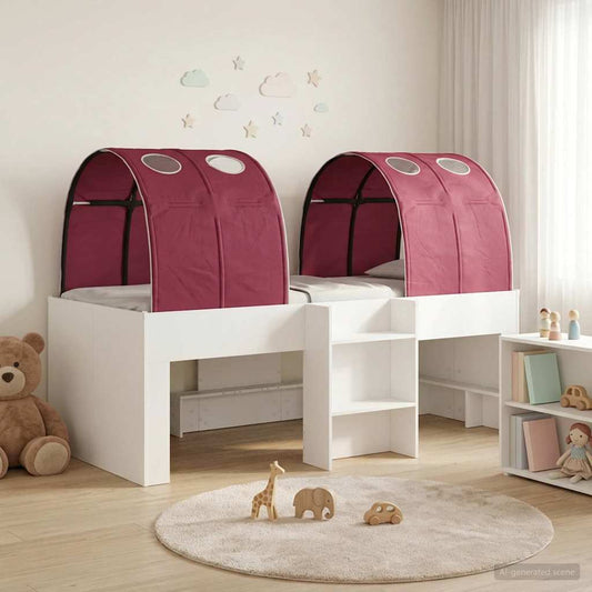 Letto con Tunnel 3 pz Bianco e Rosso Legno ingegnerizzato | homemem39
