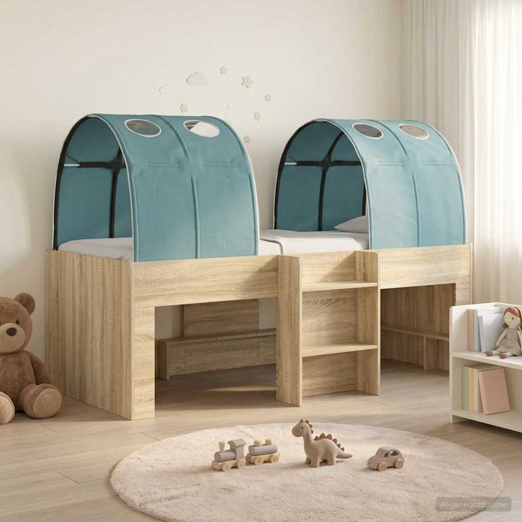 Letto con Tunnel 3 pz Rovere Sonoma e Azzurro | homemem39