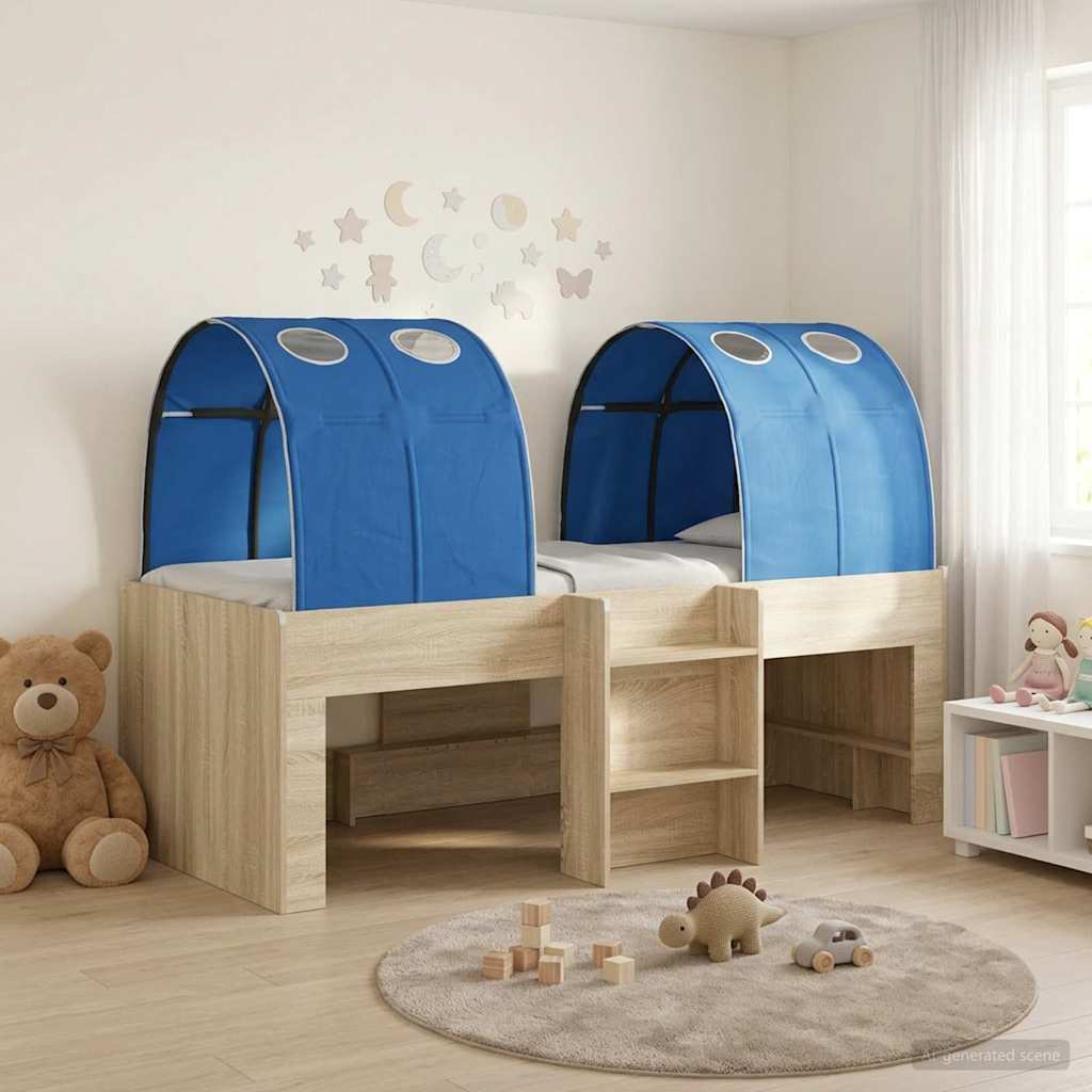 Letto con Tunnel 3 pz Rovere Sonoma e Blu Legno ingegnerizzato | homemem39