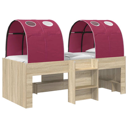 Letto con Tunnel 3 pz Rovere Sonoma e Rosso | homemem39