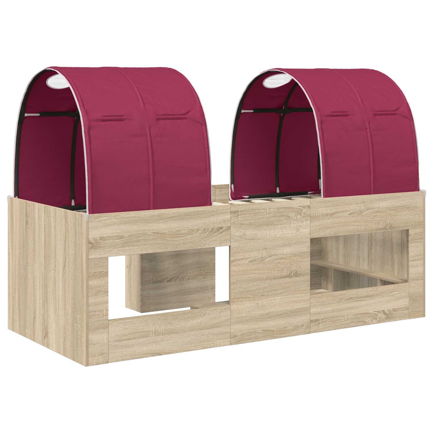 Letto con Tunnel 3 pz Rovere Sonoma e Rosso | homemem39