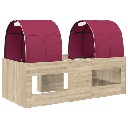 Letto con Tunnel 3 pz Rovere Sonoma e Rosso | homemem39