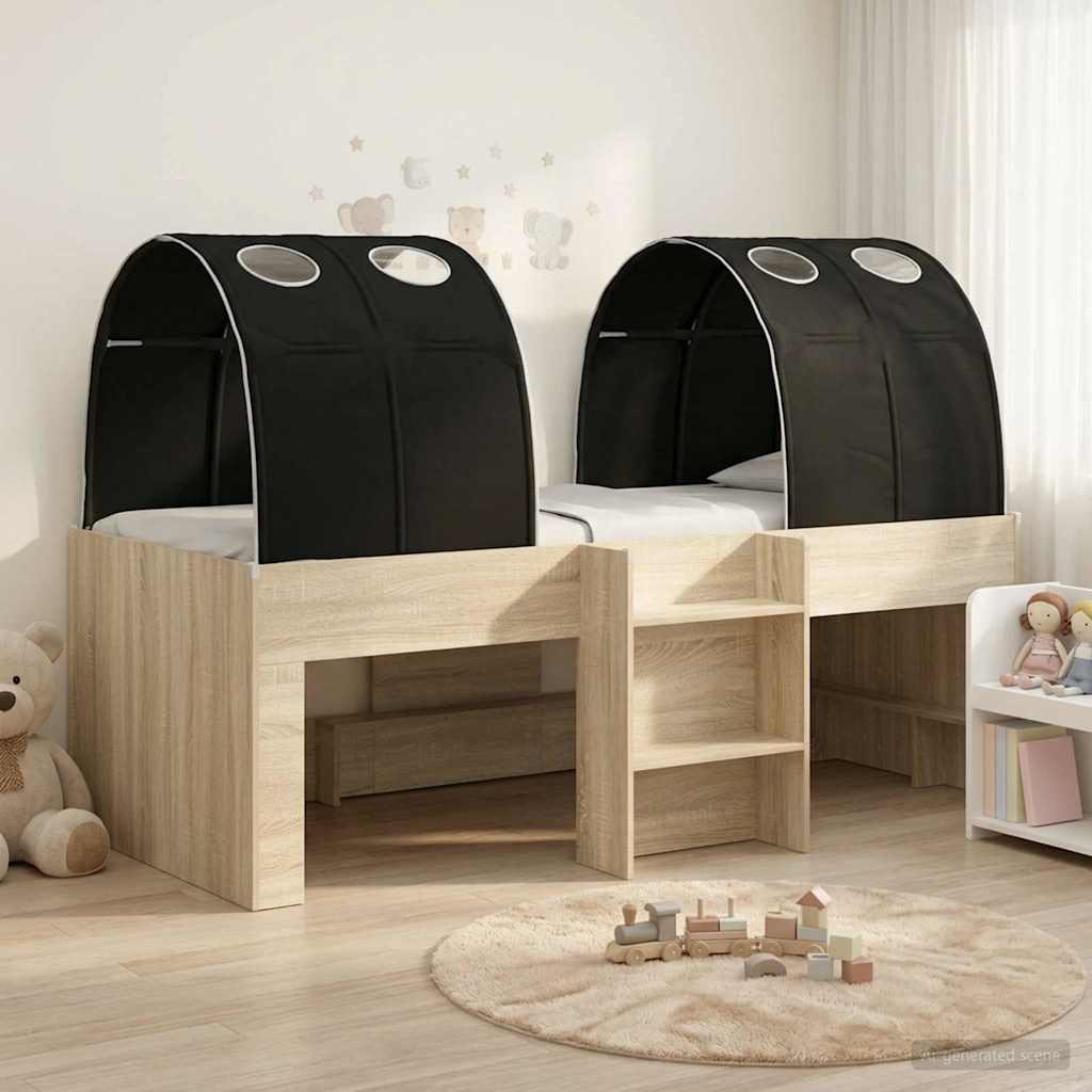 Letto con Tunnel 3 pz Rovere Sonoma e Nero Legno ingegnerizzato | homemem39