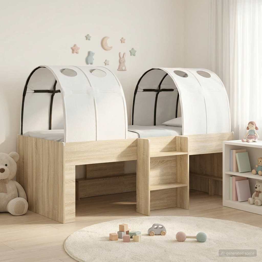 Letto con Tunnel 3 pz Rovere Sonoma e Bianco | homemem39
