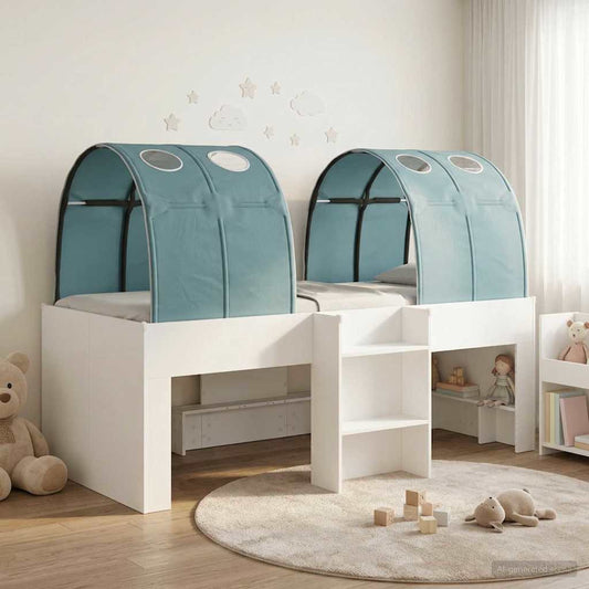 Letto con Tunnel 3 pz Bianco e azzurro Legno ingegnerizzato | homemem39