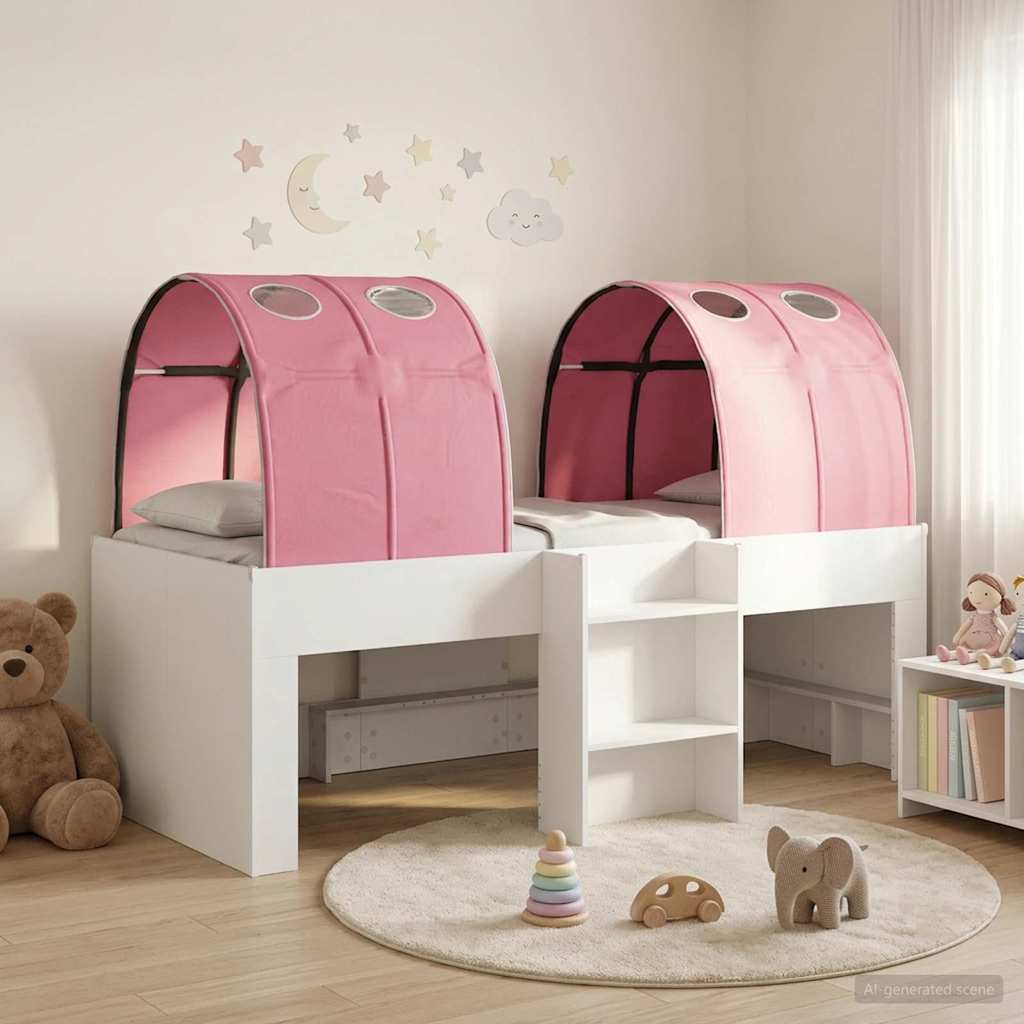 Letto con Tunnel 3 pz Bianco e Rosa Legno ingegnerizzato | homemem39