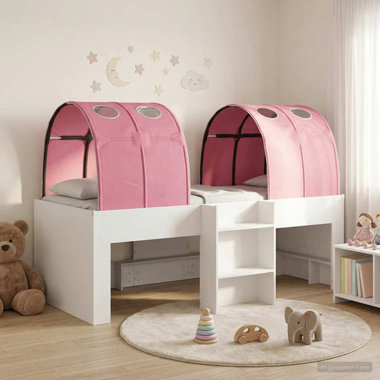 Letto con Tunnel 3 pz Bianco e Rosa Legno ingegnerizzato | homemem39