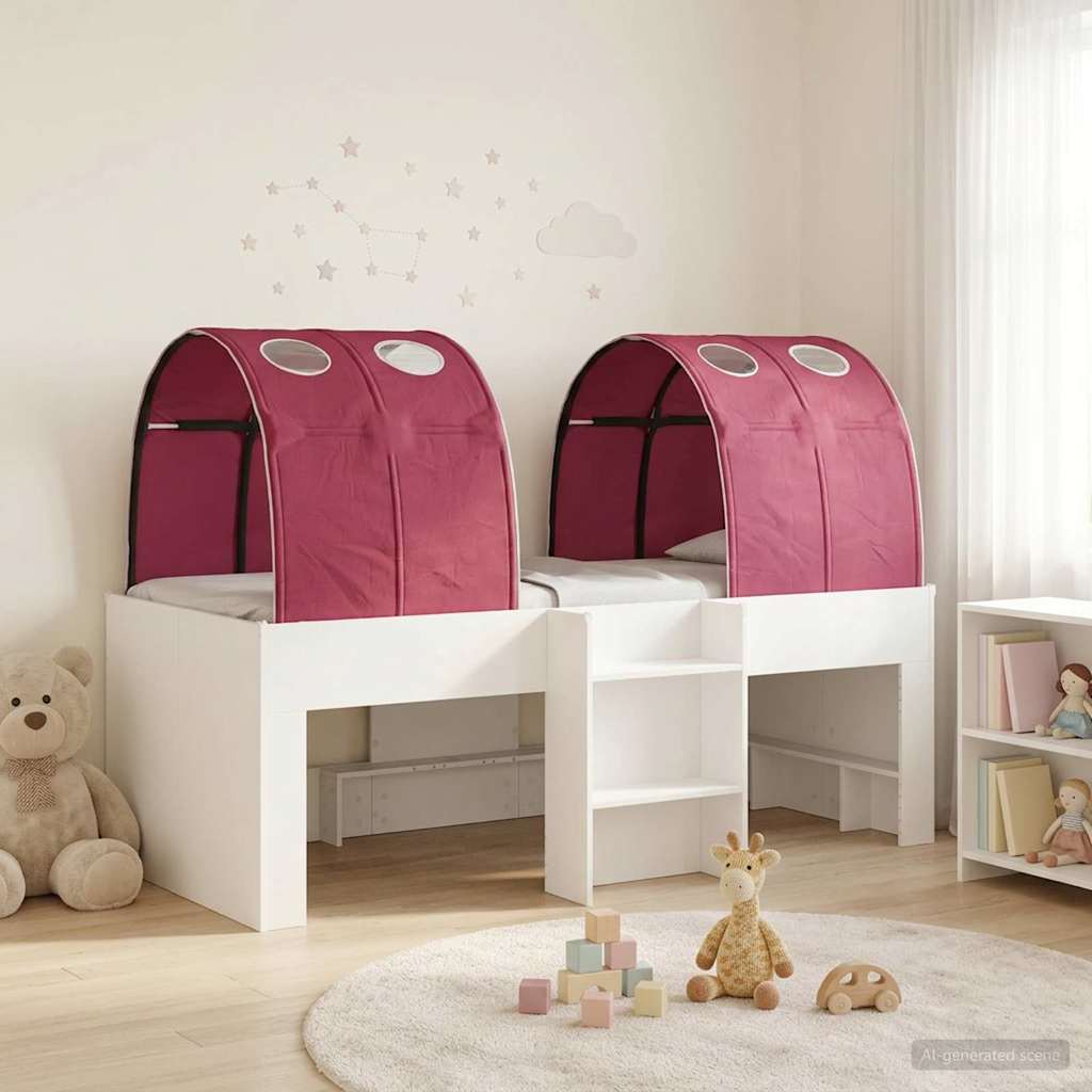 Letto con Tunnel 3 pz Bianco e Rosso Legno ingegnerizzato | homemem39