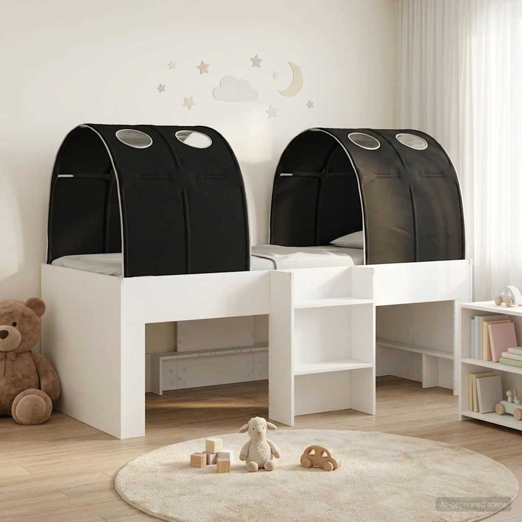 Letto con Tunnel 3 pz Bianco e Nero Legno ingegnerizzato | homemem39