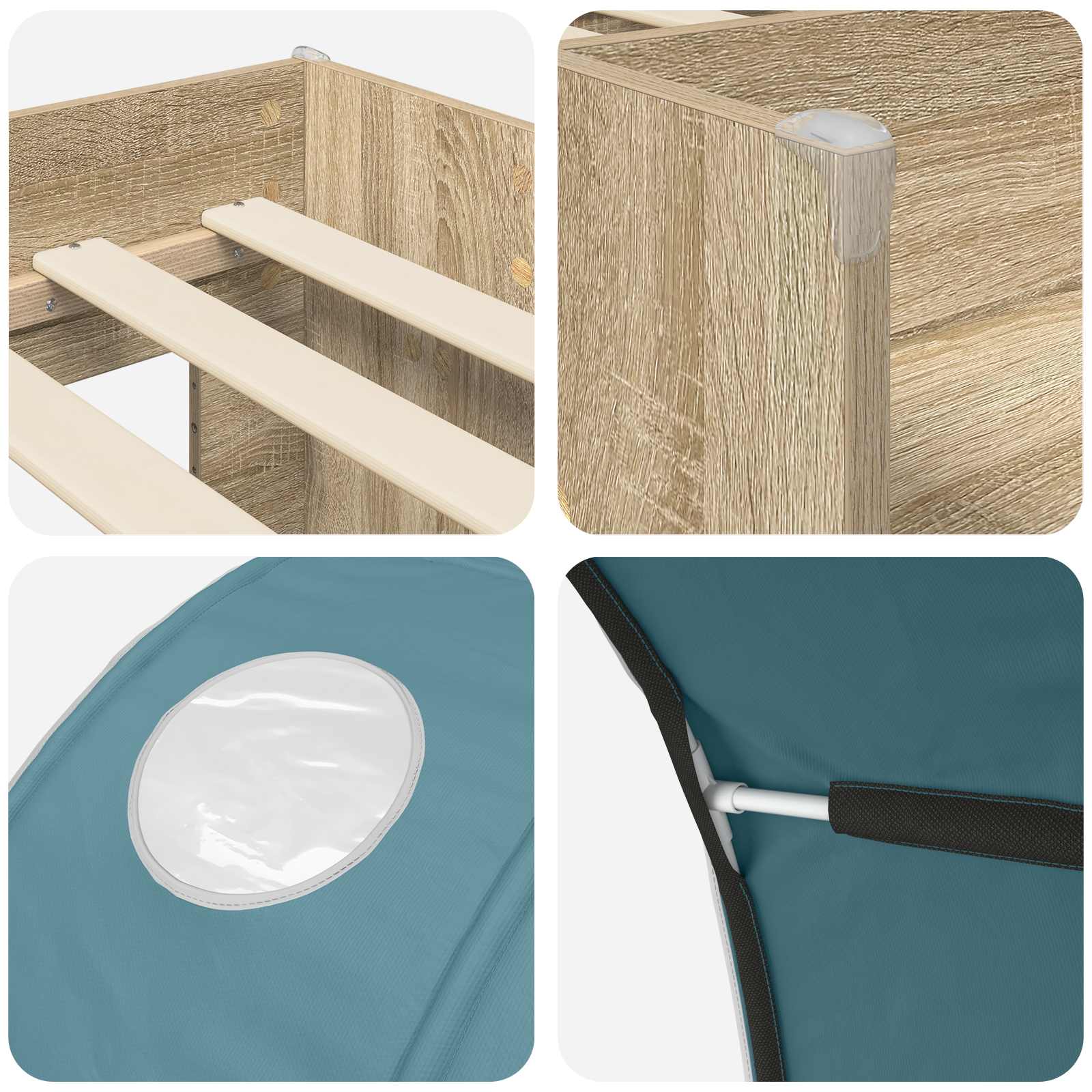 Letto con Tunnel 3 pz Sonoma e Azzurro Chiaro | homemem39