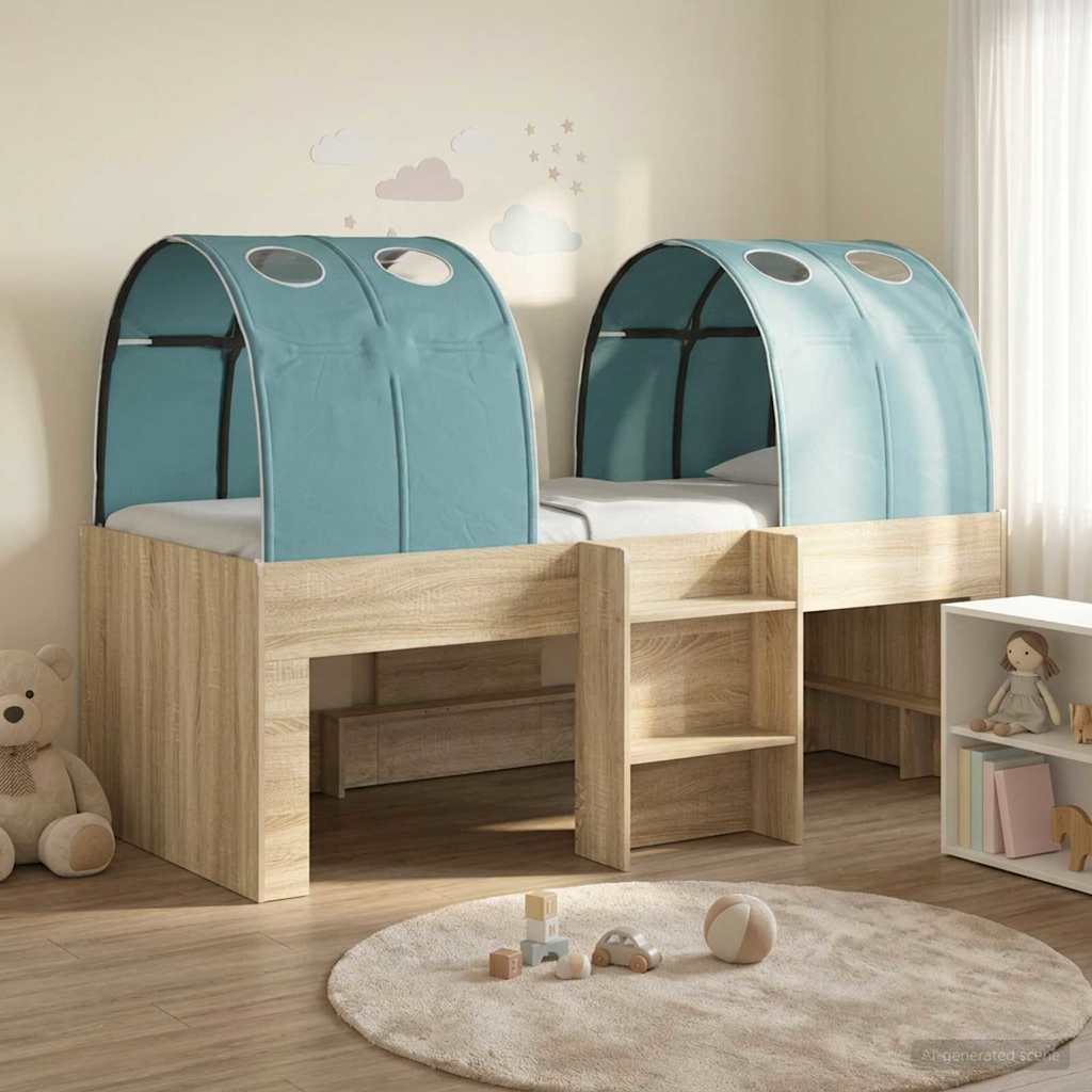 Letto con Tunnel 3 pz Sonoma e Azzurro Chiaro | homemem39