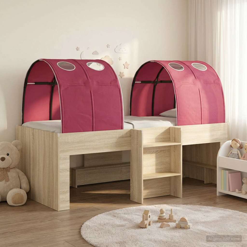 Letto con Tunnel 3 pz Sonoma e Rosso Legno ingegnerizzato | homemem39