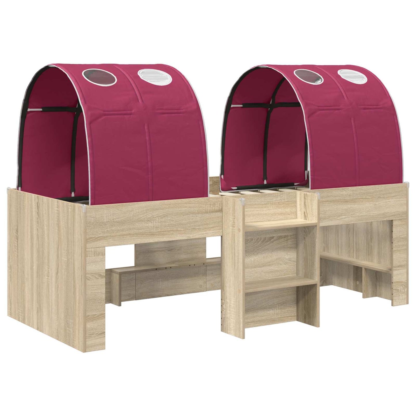 Letto con Tunnel 3 pz Sonoma e Rosso Legno ingegnerizzato | homemem39
