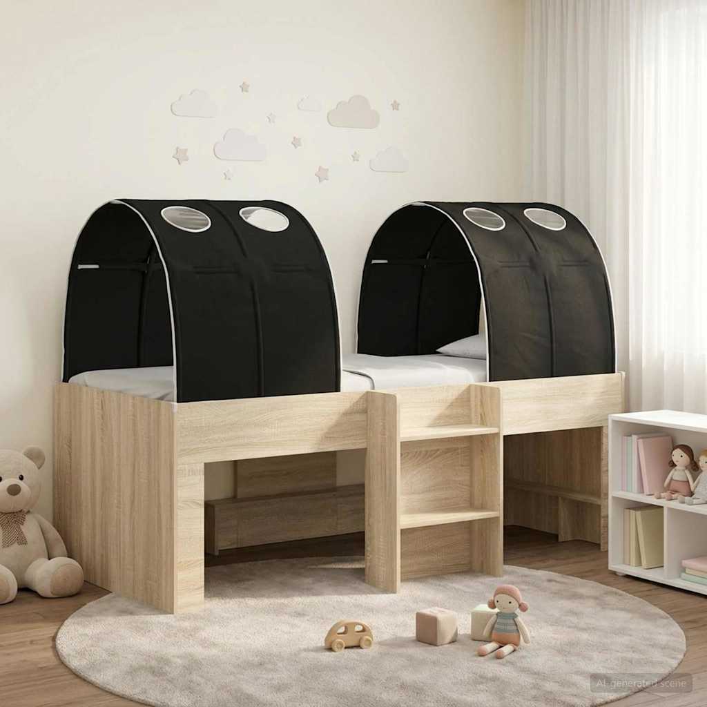 Letto con Tunnel 3 pz Sonoma e Nero Legno ingegnerizzato | homemem39