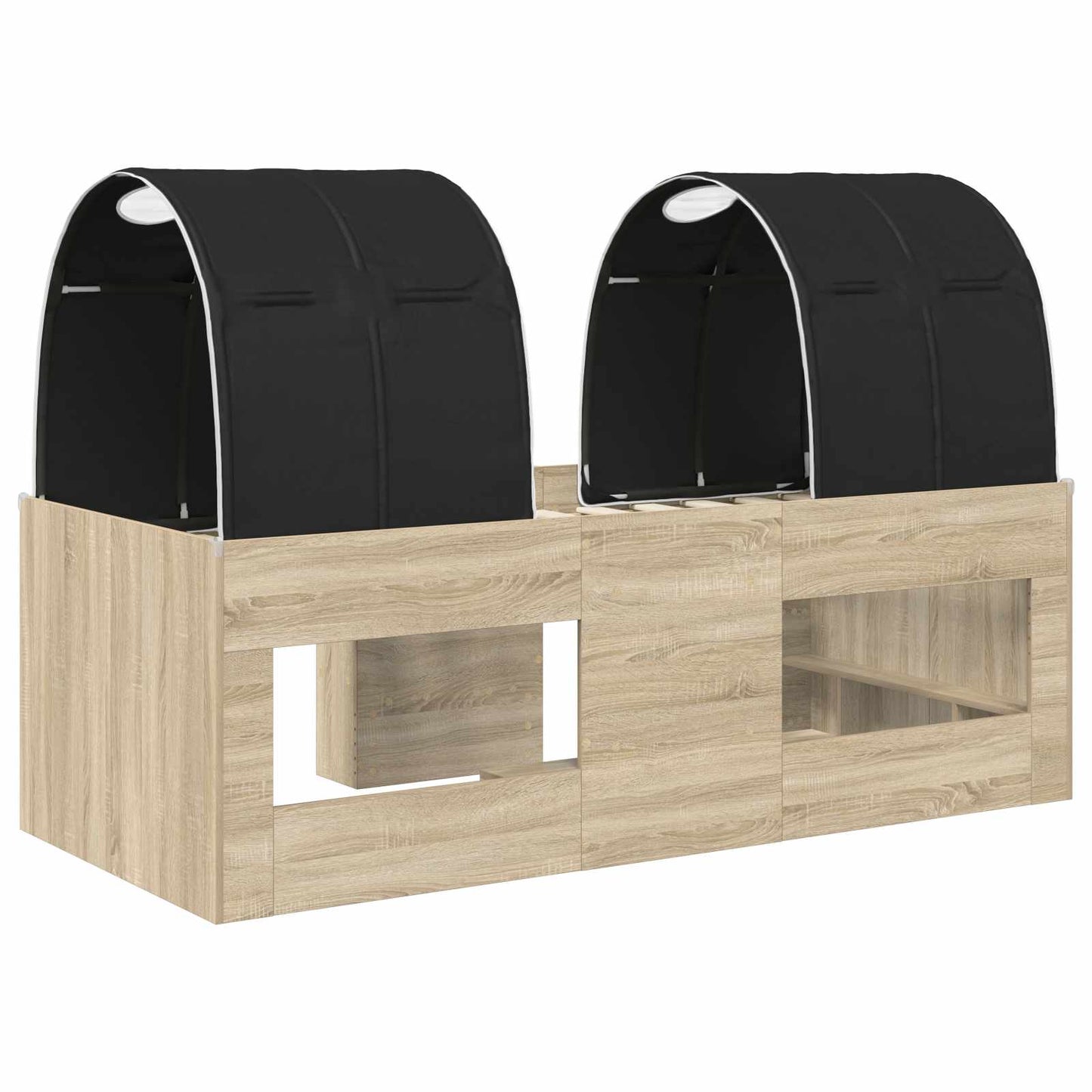 Letto con Tunnel 3 pz Sonoma e Nero Legno ingegnerizzato