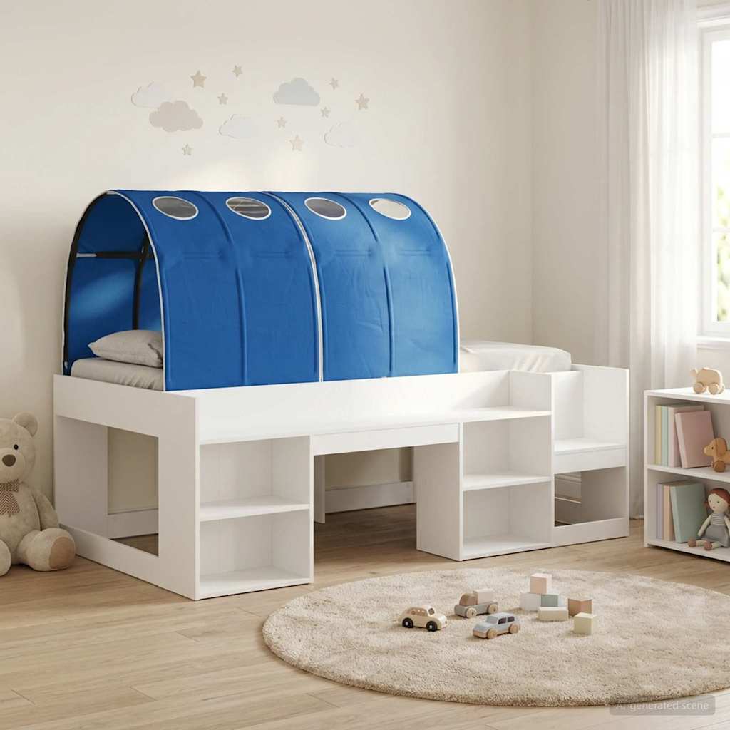 Letto con Tunnel 3 pz Bianco e Blu Legno ingegnerizzato | homemem39