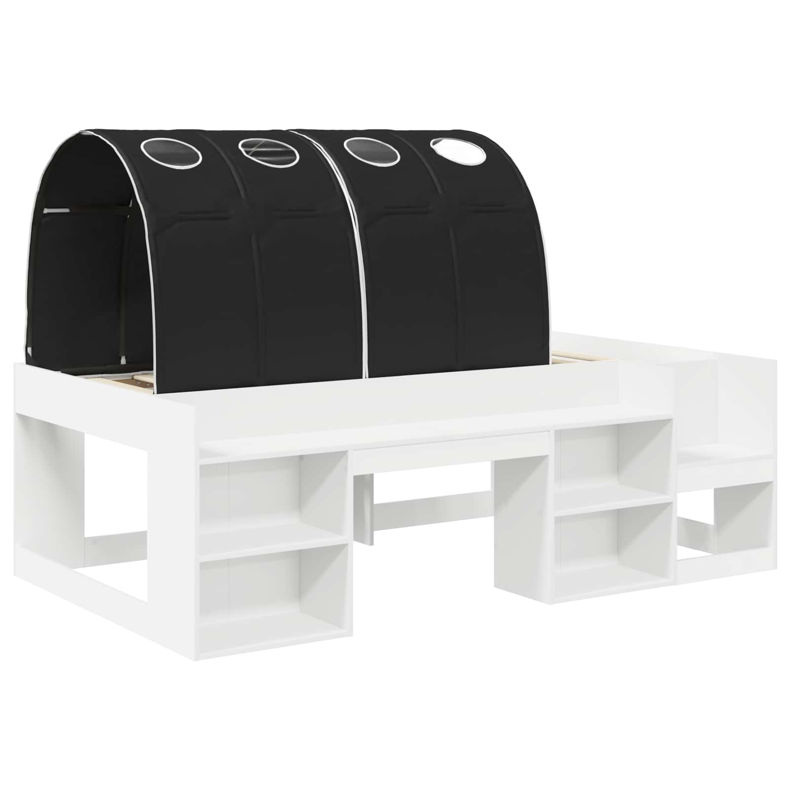 Letto con Tunnel 3 pz Bianco e Nero Legno ingegnerizzato | homemem39