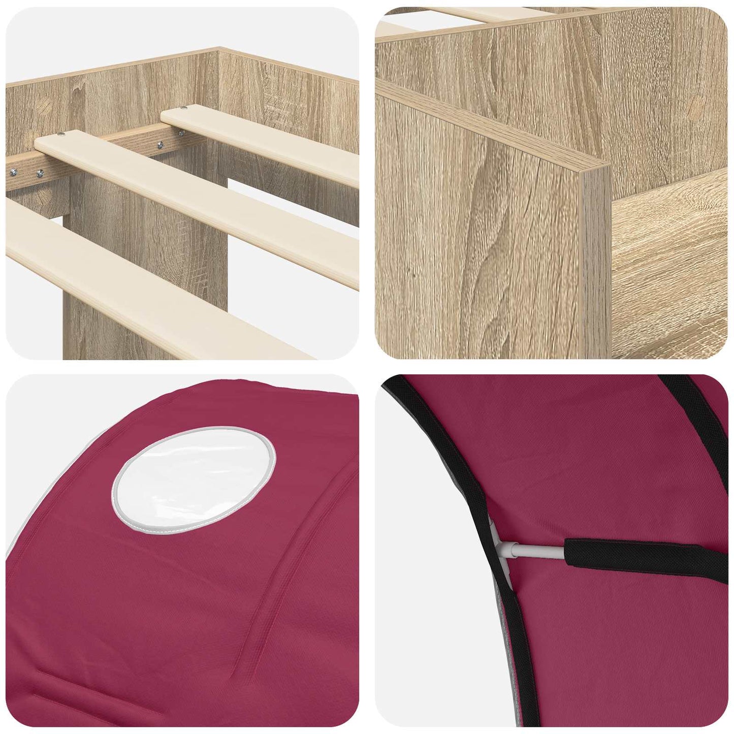 Letto con Tunnel 3 pz Sonoma e Rosso Legno ingegnerizzato | homemem39