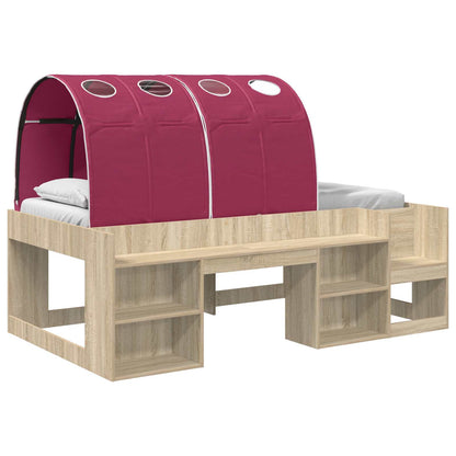 Letto con Tunnel 3 pz Sonoma e Rosso Legno ingegnerizzato