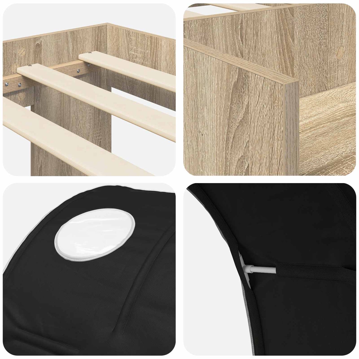 Letto con Tunnel 3 pz Sonoma e Nero Legno ingegnerizzato | homemem39