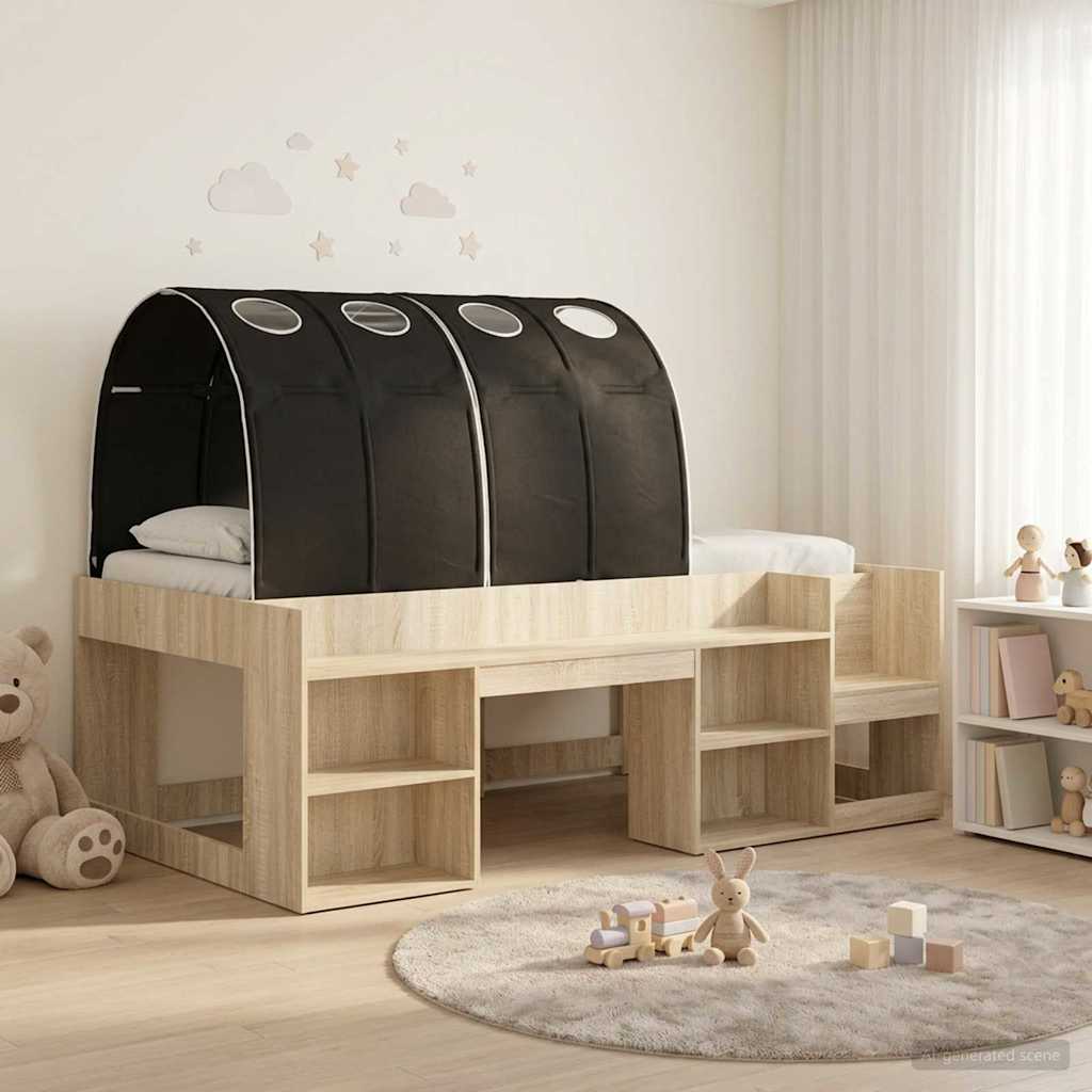 Letto con Tunnel 3 pz Sonoma e Nero Legno ingegnerizzato | homemem39