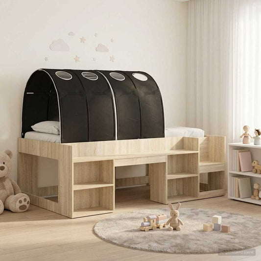 Letto con Tunnel 3 pz Sonoma e Nero Legno ingegnerizzato | homemem39