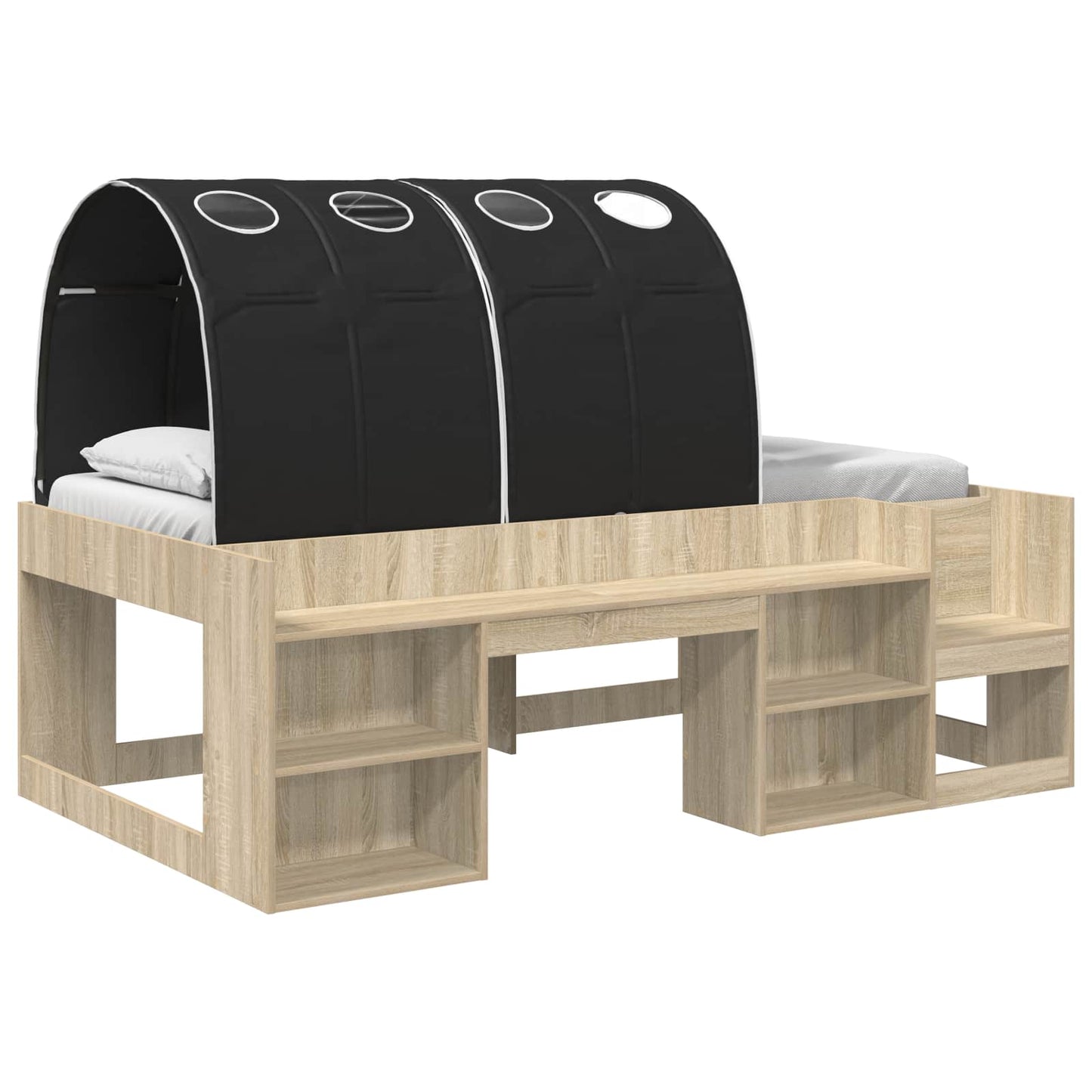 Letto con Tunnel 3 pz Sonoma e Nero Legno ingegnerizzato | homemem39