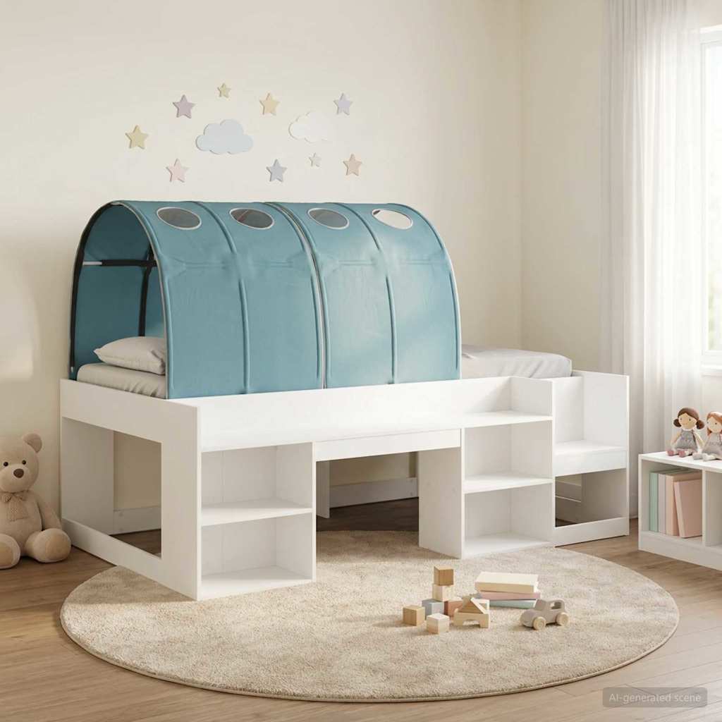 Letto alto per bambini con storage 3 pz Bianco e azzurro | homemem39