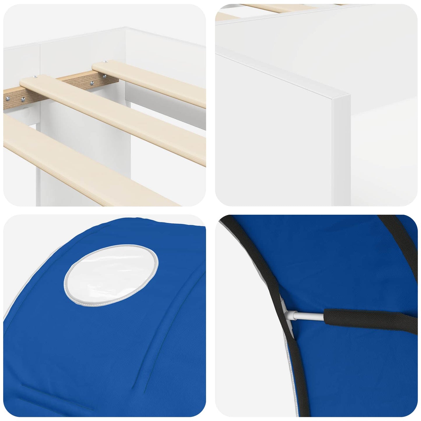 Letto alto per bambini con storage 3 pz Bianco e Blu | homemem39