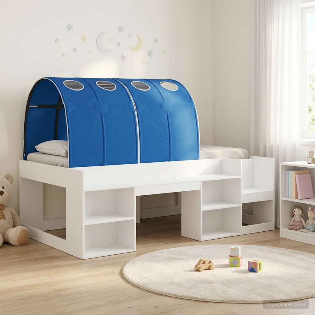 Letto alto per bambini con storage 3 pz Bianco e Blu | homemem39