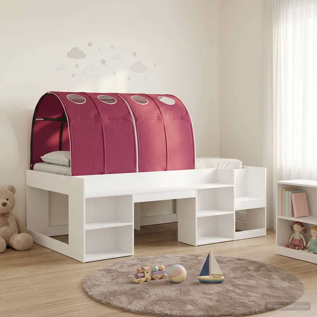 Letto alto per bambini con storage 3 pz Bianco e Rosso | homemem39