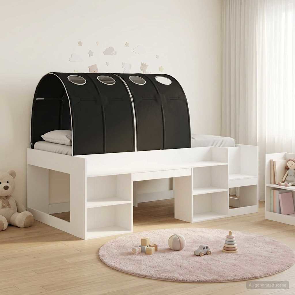 Letto alto per bambini con storage 3 pz Bianco e Nero | homemem39