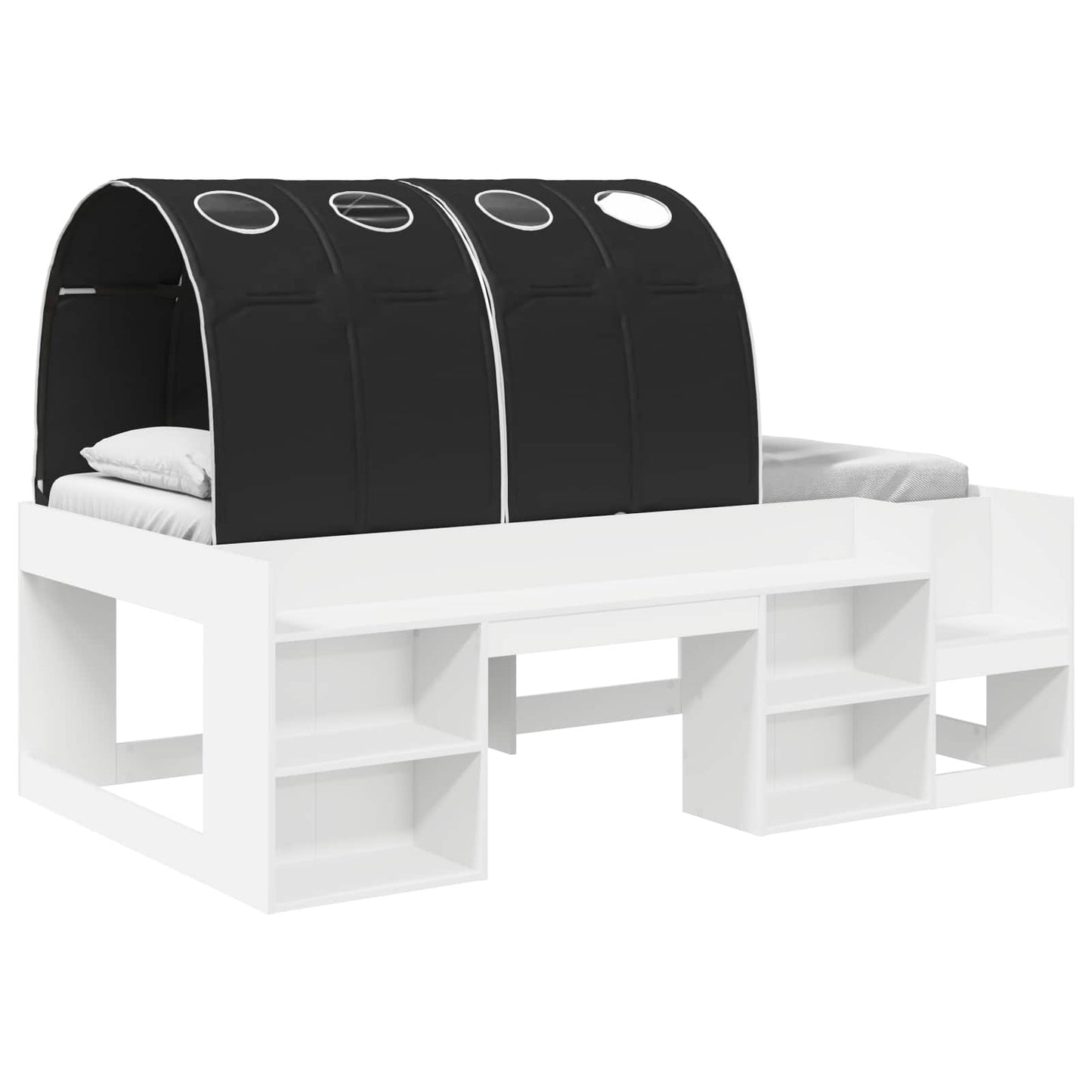 Letto alto per bambini con storage 3 pz Bianco e Nero | homemem39