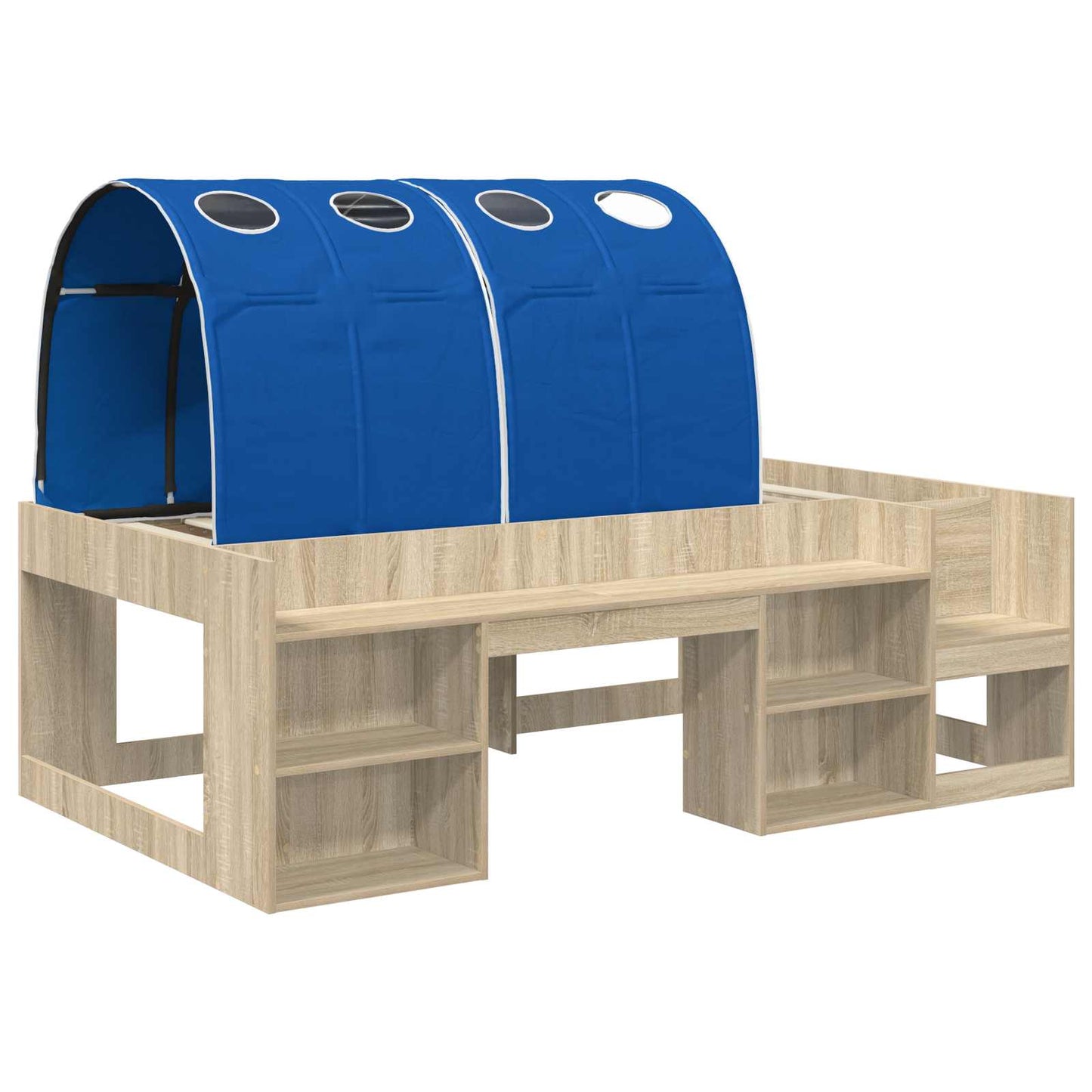 Letto alto per bambini con storage Rovere Sonoma e Blu | homemem39