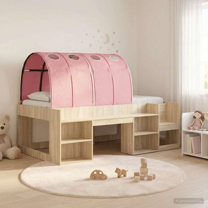 Letto alto per bambini con storage 3 pz Rovere Sonoma e Rosa | homemem39