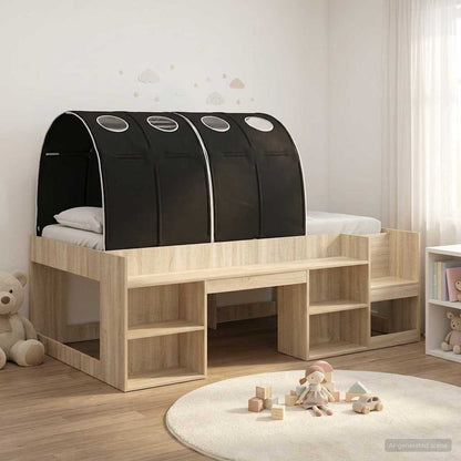 Letto alto per bambini con storage 3 pz Rovere Sonoma e Nero | homemem39