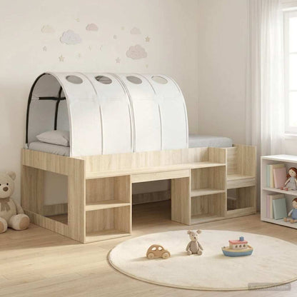 Letto alto per bambini con storage 3 pz Rovere Sonoma e bianco | homemem39