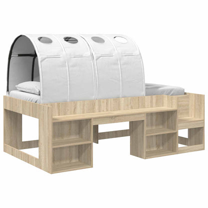 Letto alto per bambini con storage 3 pz Rovere Sonoma e bianco | homemem39